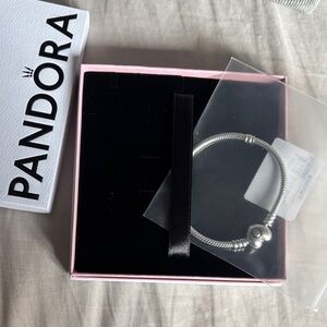 Pandora Silver Bracelet with Heart Clasp